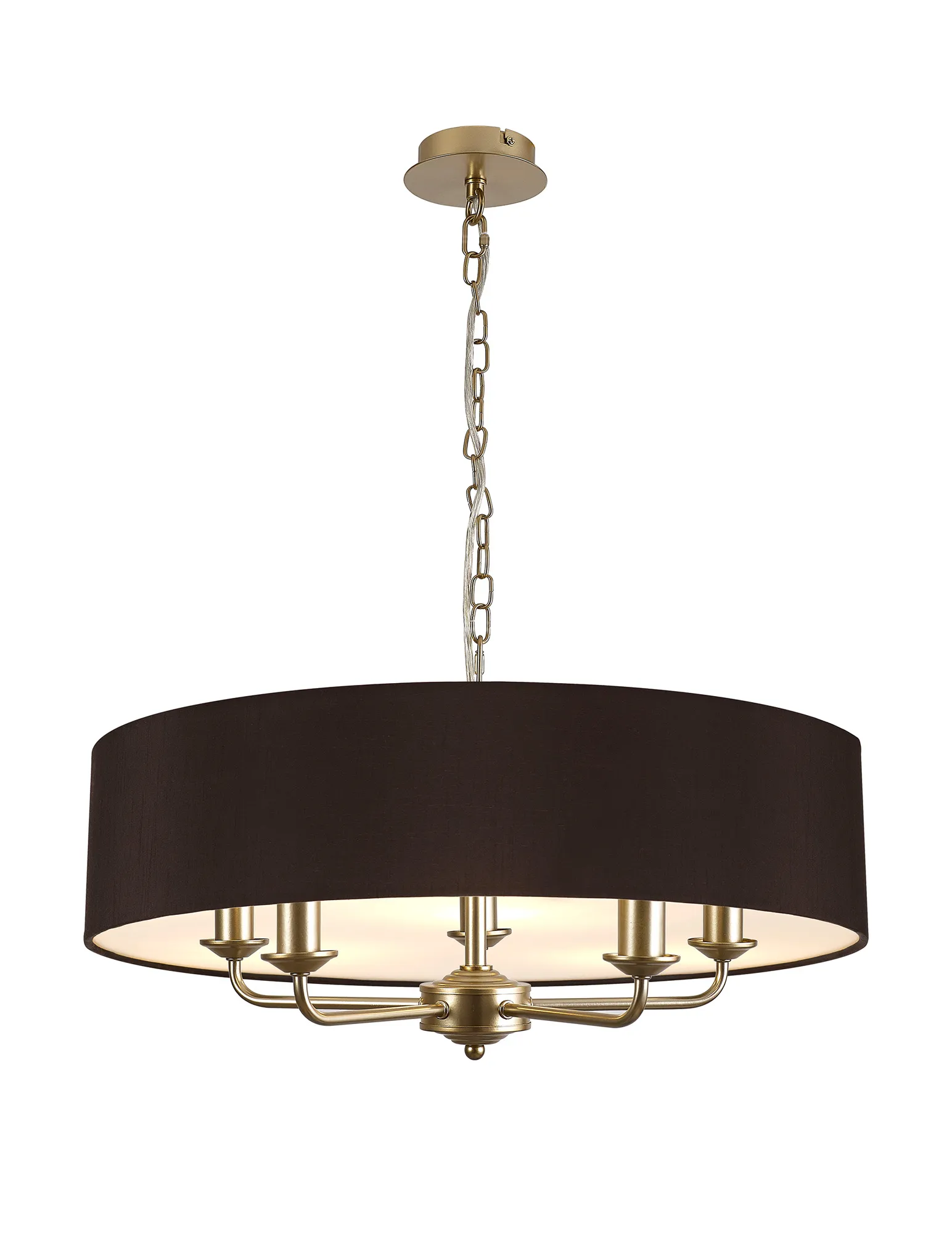 DK0948  Banyan 60cm 5 Light Pendant Champagne Gold, Black